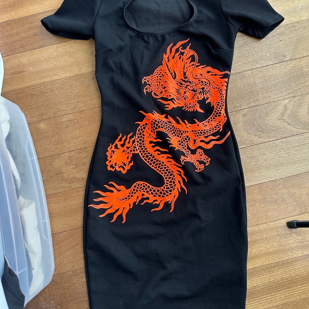 Fashion Nova Dragon Chinese Mini Dress Small
Mandarin neck
